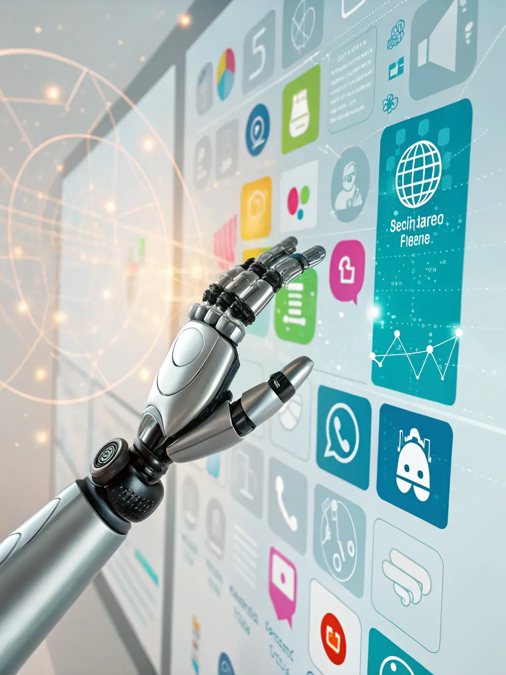 Ilustración de un sistema de reservas automatizado con un brazo robótico